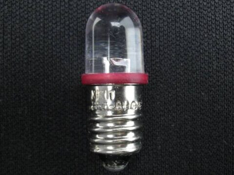 LED豆電球 E10/13型 DC5-6V 中+外- ∅10LED 赤色30°2.5cd 1個パック