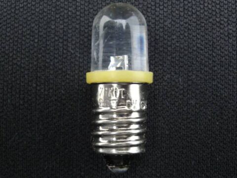 LED豆電球 E10/13型 DC5-6V 中+外- ∅10LED 黄橙色30°2.5cd 1個パック